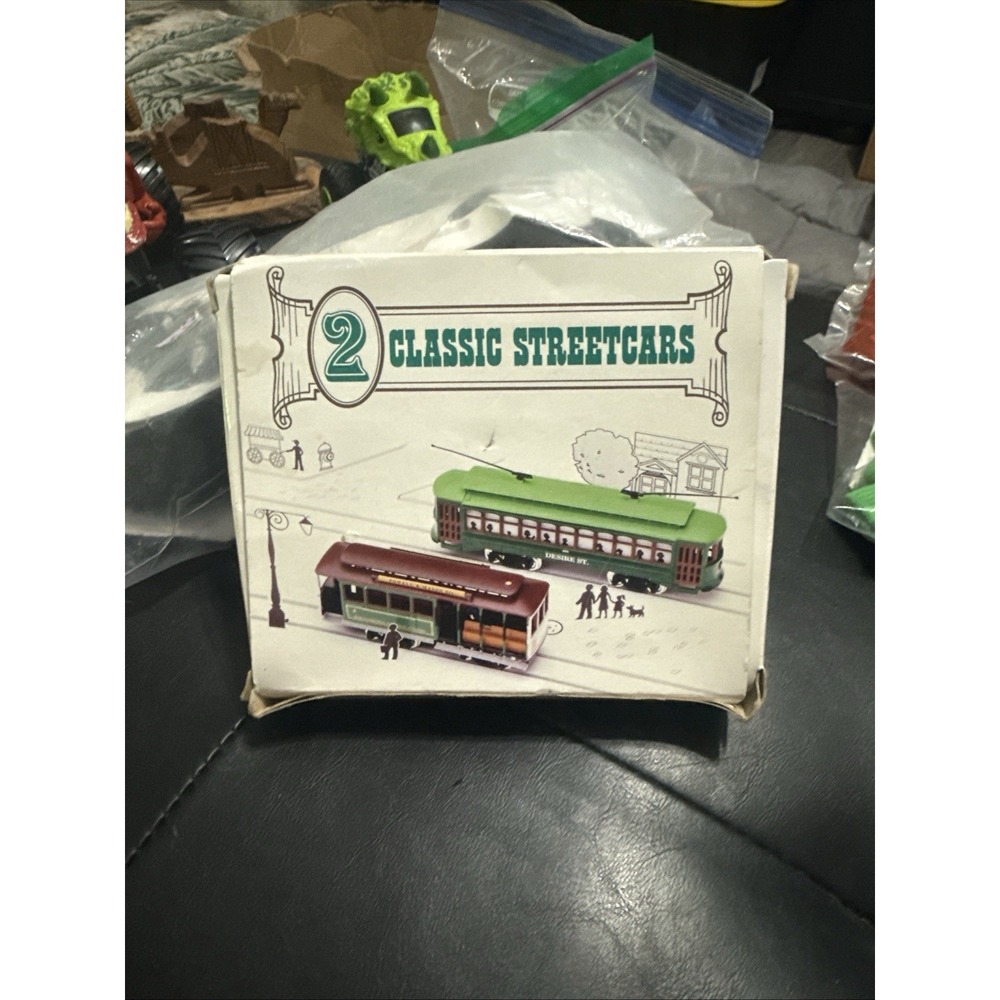 Vintage Set  2 Classic Streetcars HO Scale Trolleys Desire St San Francisco